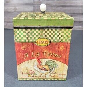 French Tin Frais ‘a La Ferme’ - "Fresh at the Farm"  9 x 6.5 x 6.5”